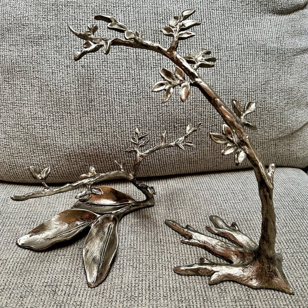 POTTERY BARN Figurative Silver Tree Branch Jewelry Stand - Set of 2!